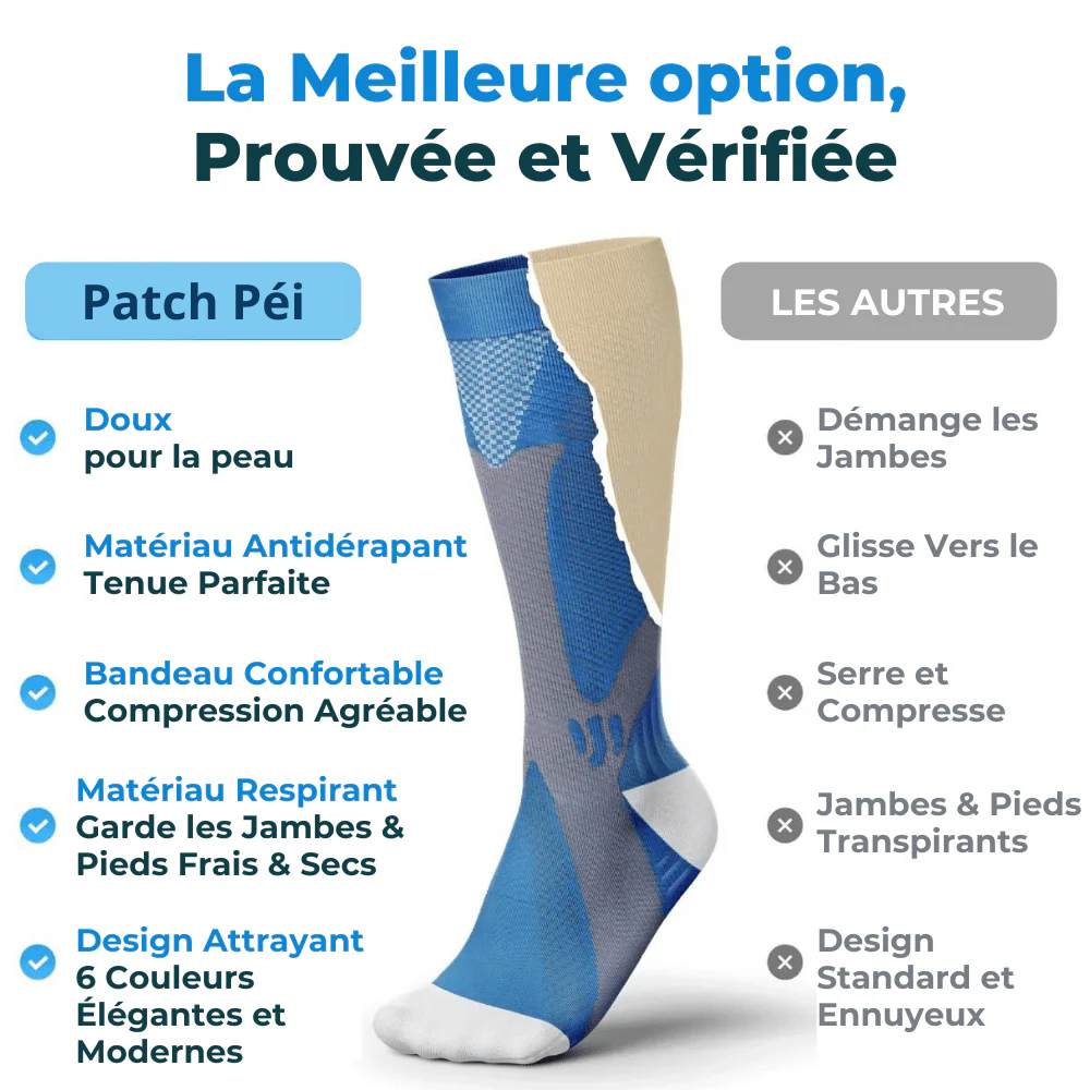 Chaussettes Péi - Chaussette de compression pour des jambes et des pieds sans douleur