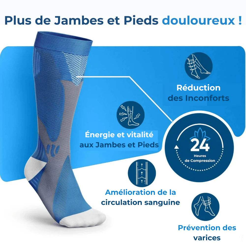 Chaussettes Péi - Chaussette de compression pour des jambes et des pieds sans douleur